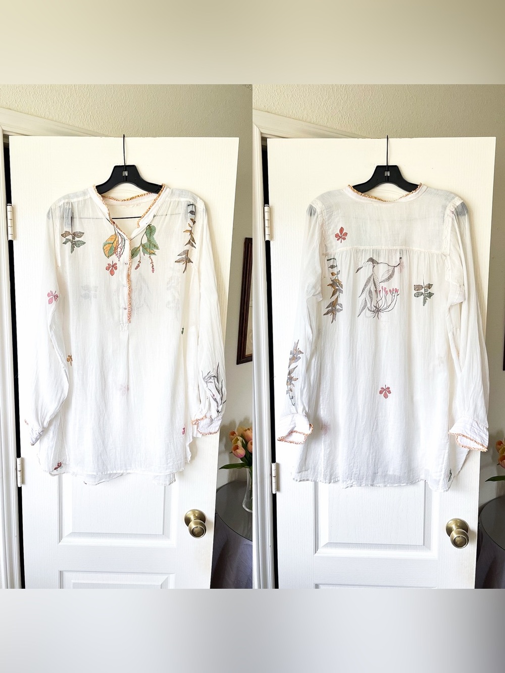 Injiri Herbarium Cotton Silk‎ Tunic Floral White Multi 40 Excellent